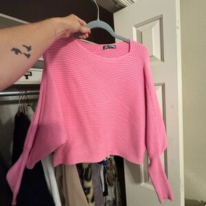 Pink Ribbed Women's Sweater